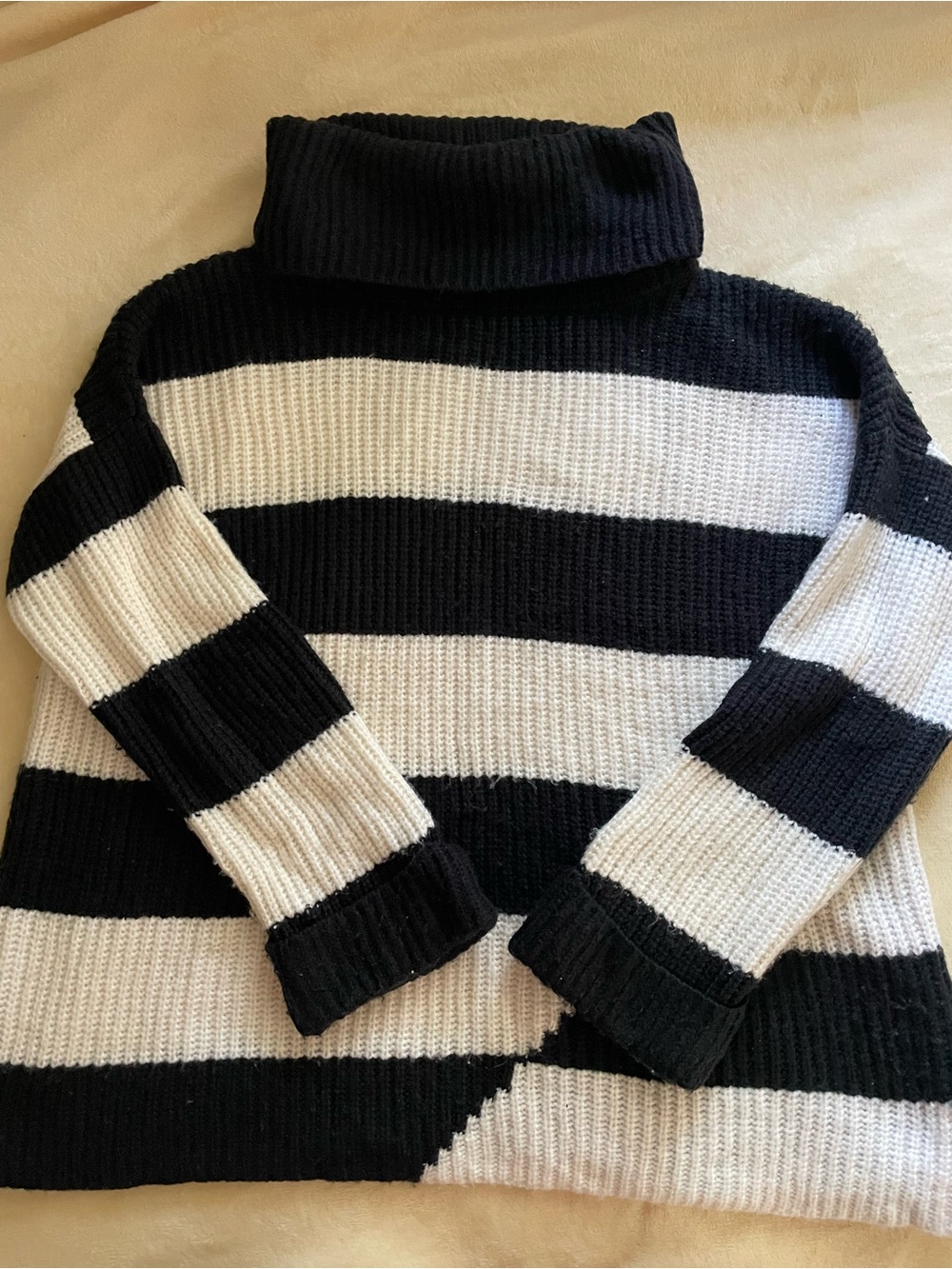 Striped Turtleneck Sweater - Black & White